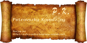 Petrovszky Koppány névjegykártya